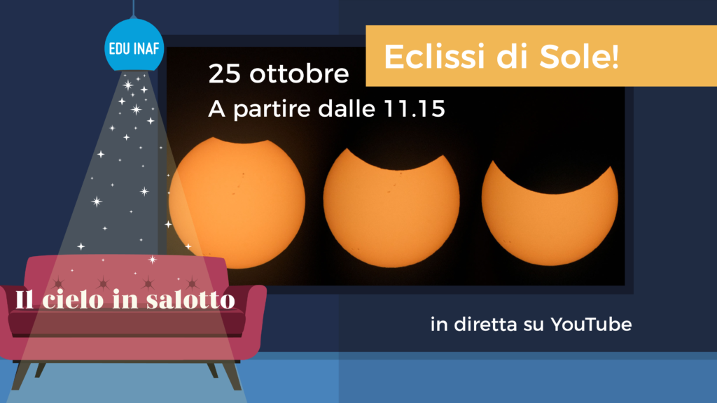 Locandina eclissi parziale di sole 25 ottobre 2022 diretta INAF