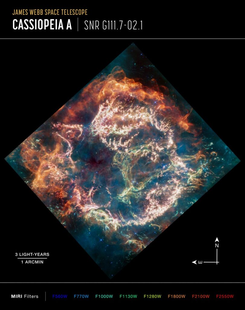 JWST reveals new details in supernova remnant Cassiopeia A
