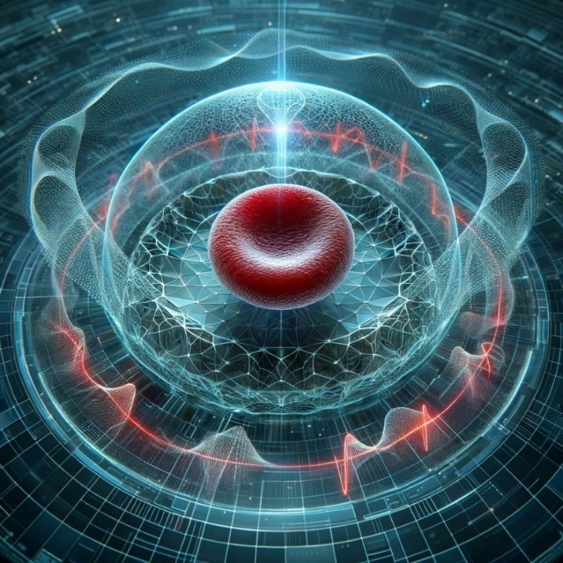 Immagine generata dall'intelligenza artificiale con l'evocazione di un globulo rosso che dissipa calore nell'ambiente