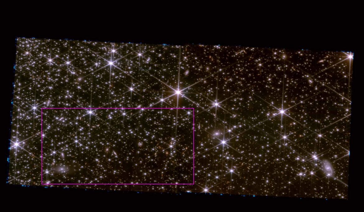 Nane bianche pianeti distrutti Webb immagine somma in tre colori del campo studiato con la camera NIRCam al fuoco del JWST. Crediti per l'immagine: NASA/ESA/CSA/JWST/INAF - L. R. Bedin et al. 2024