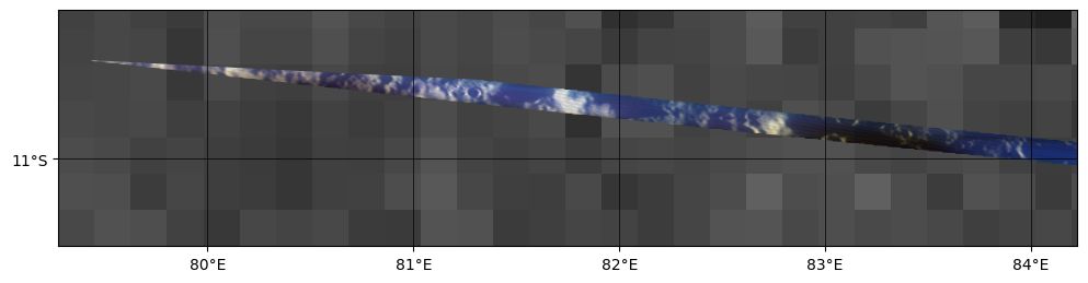 Immagine RGB MAJIS della superficie della Luna con la migliore risoluzione spaziale del pixel (~130 m/pixel) con posizioni geografiche approssimative. Crediti: ESA/Juice/MAJIS team (IAS, INAF, CNES, ASI, ESA e altri partner internazionali)