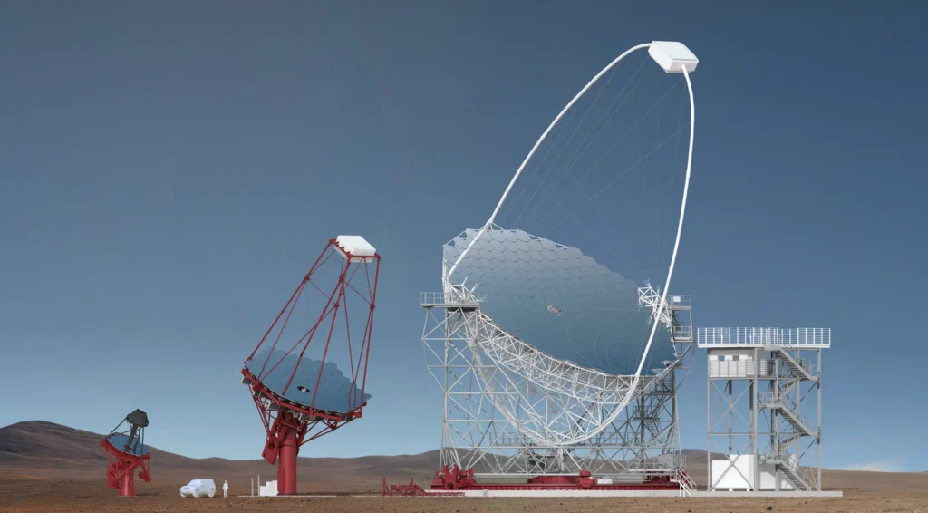 rendering dei telescopi dell'osservatorio CTAO