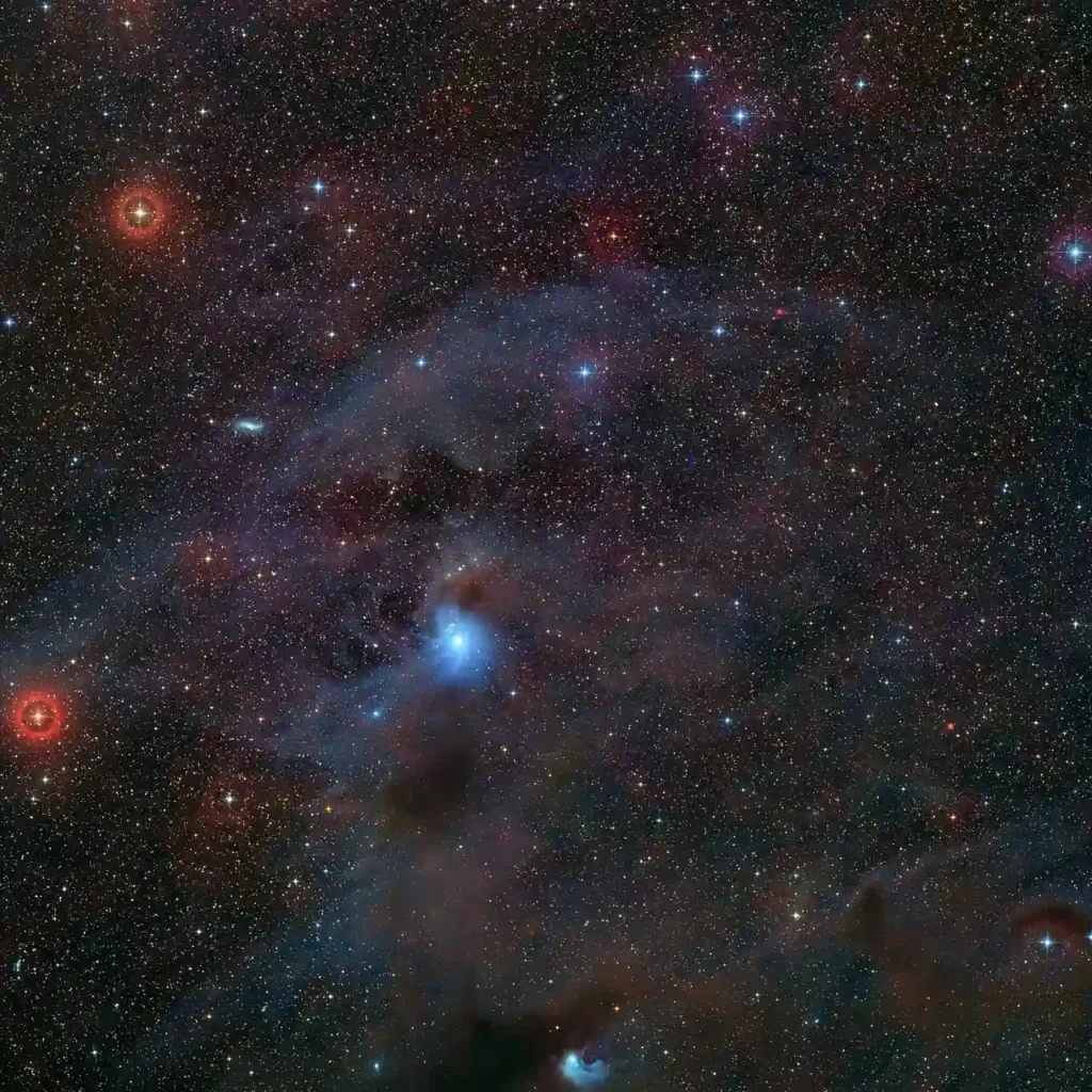 This visible-light image, part of the Digitized Sky Survey 2, shows the position in the sky of the rogue planet Cha 1107-7626. The planet (not visible here) is located exactly at the centre of the frame. Credit: ESO/ Digitized Sky Survey 2